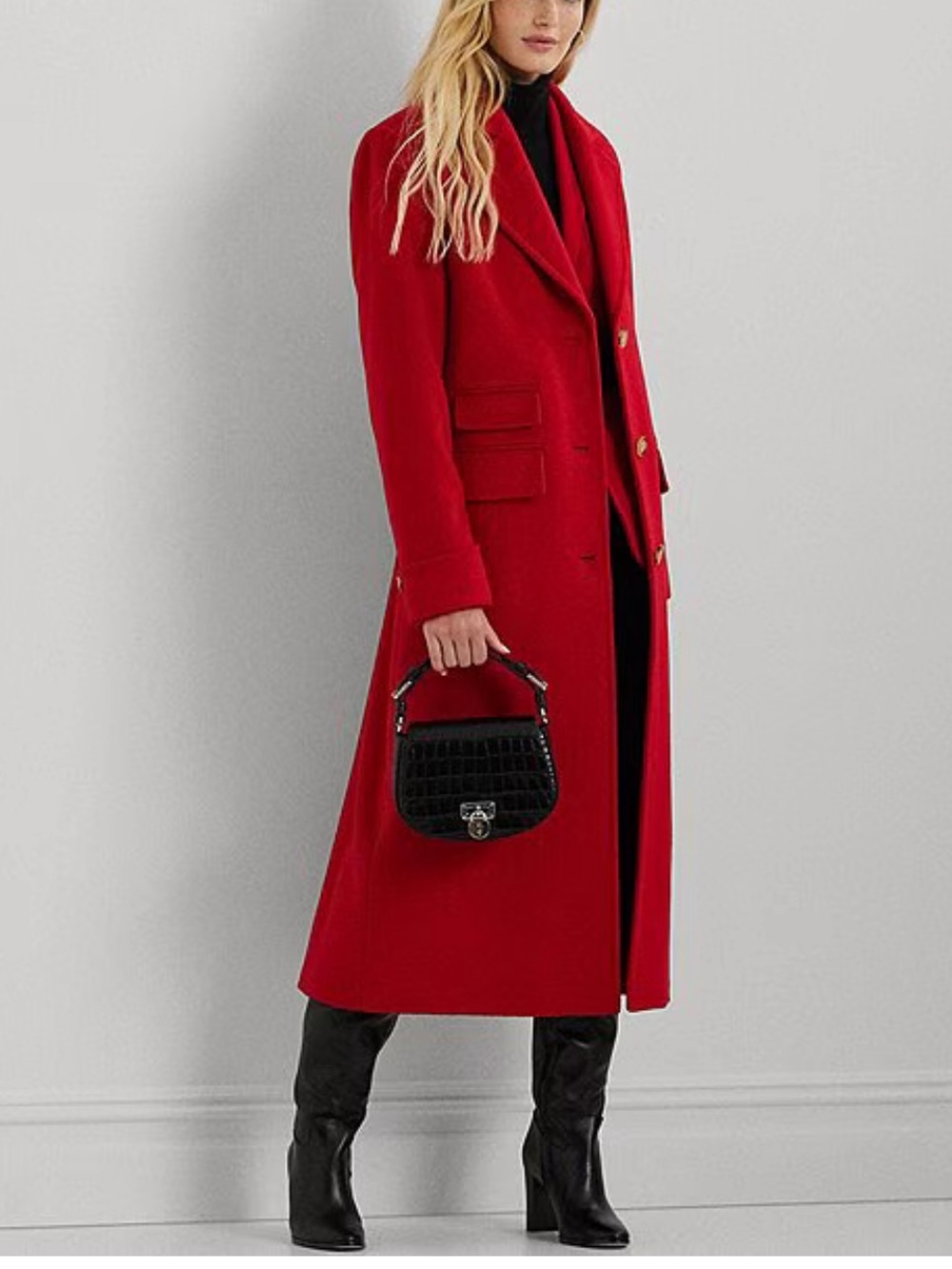 Lauren Ralph Lauren Women's Red Long Wool Coat